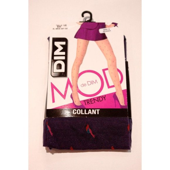 DIM MOD COLLANTS TIGHTS PURPLE PRINT SIZE 1/2 - Picture 1 of 1